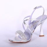 Sandalo incrocio strass argento Albano 