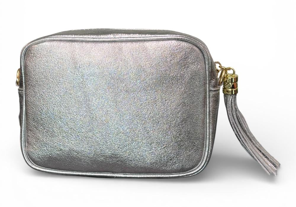 Borsina camera case pelle argento 