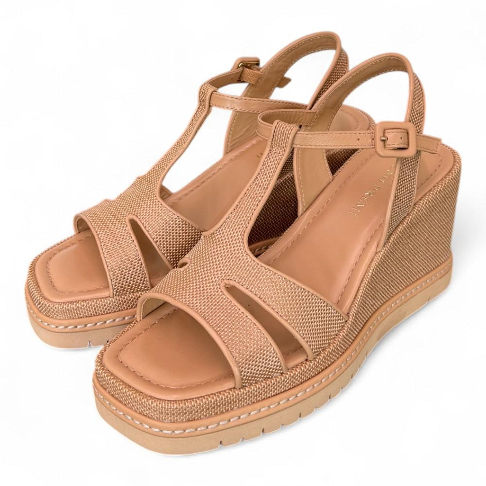 Sandalo rafia grano zeppa 90 Bruno Premi<BR/> 
