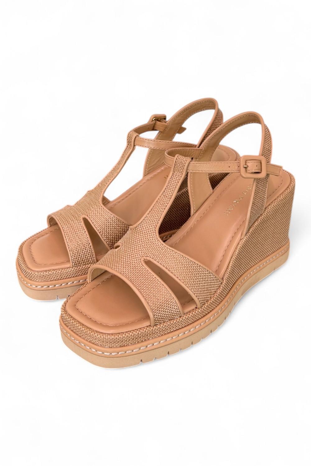 Sandalo rafia grano zeppa 90 Bruno Premi<BR/> 