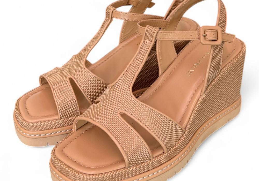 Sandalo rafia grano zeppa 90 Bruno Premi<BR/> 
