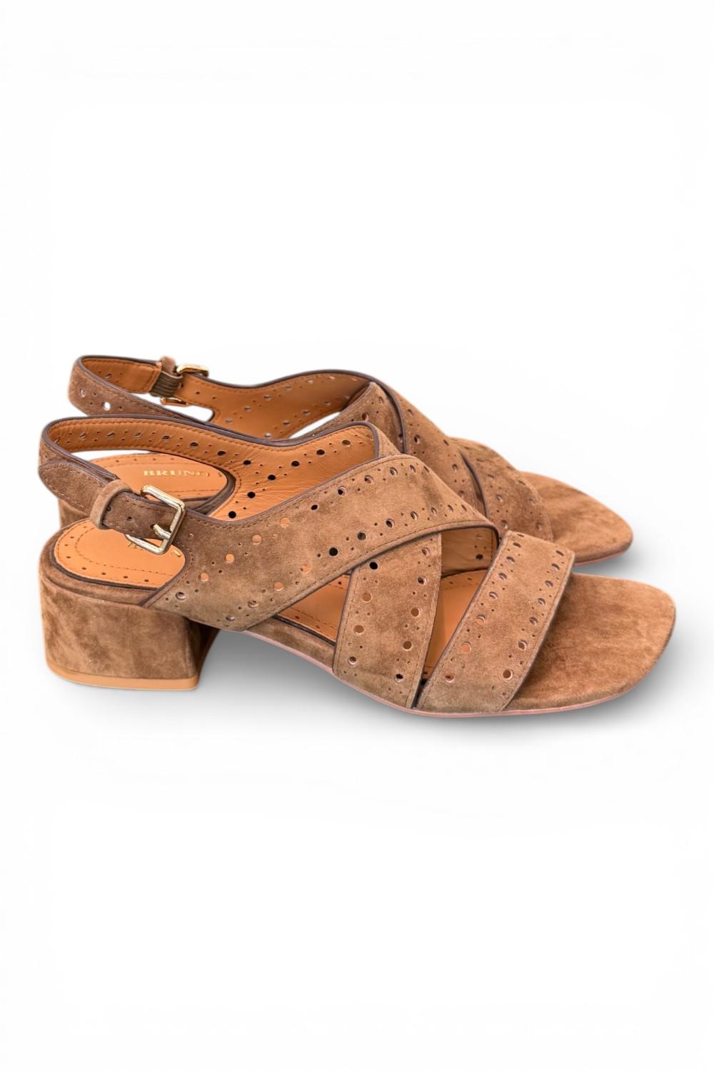 Sandalo incrocio suede tabacco Bruno Premi 