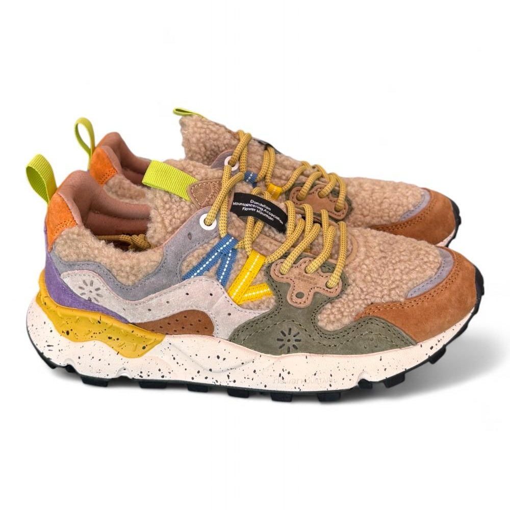 Sneaker donna Flower Mountain Yamano 3 4D52 Teddy mud grey 