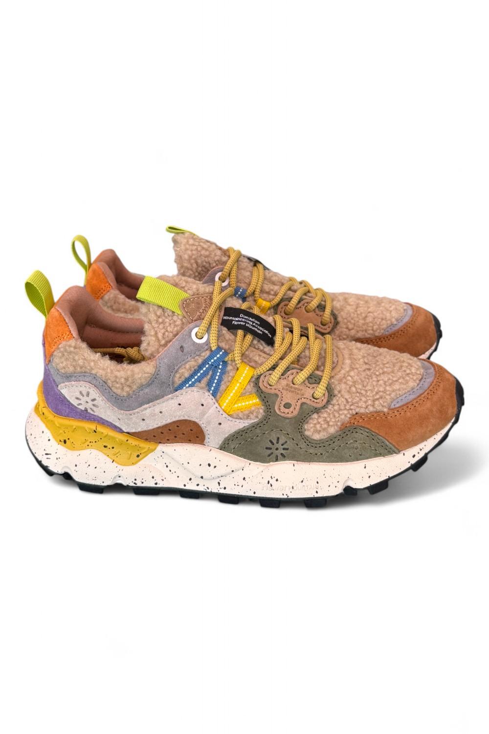Sneaker donna Flower Mountain Yamano 3 4D52 Teddy mud grey 