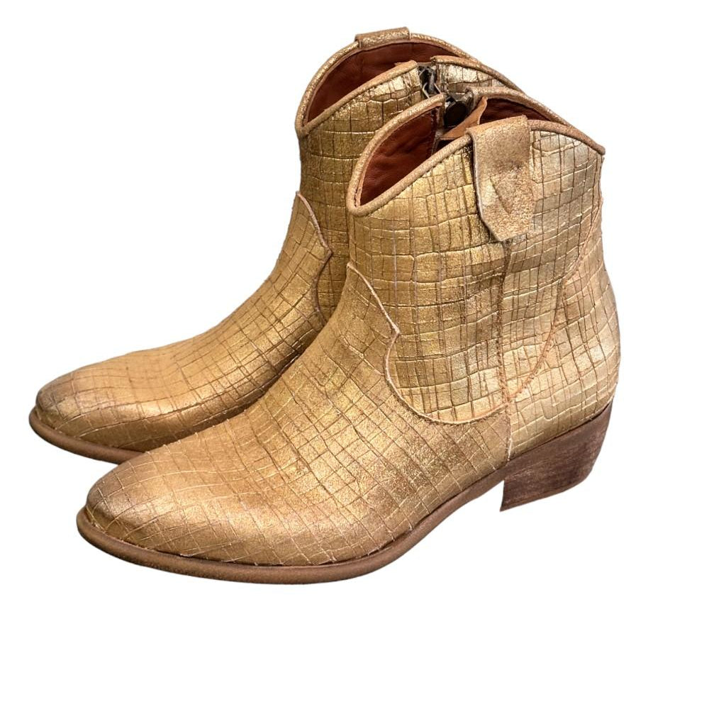 Stivaletto texano intagliato oro Zoe 