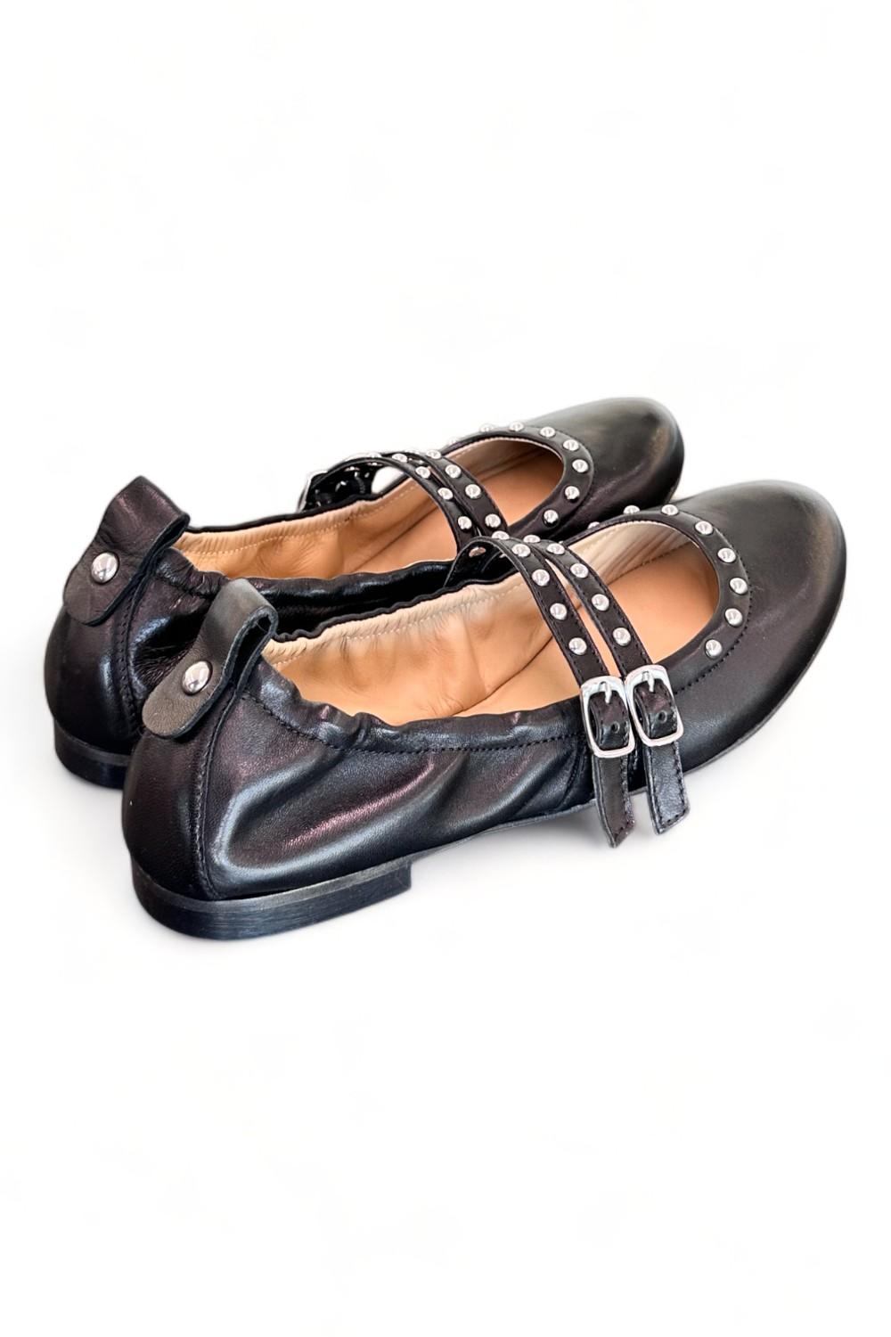 Ballerina cintini pelle nera Dei Colli<BR/> 