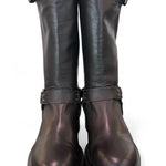 Stivale biker 3/4 pelle nera Angelica 