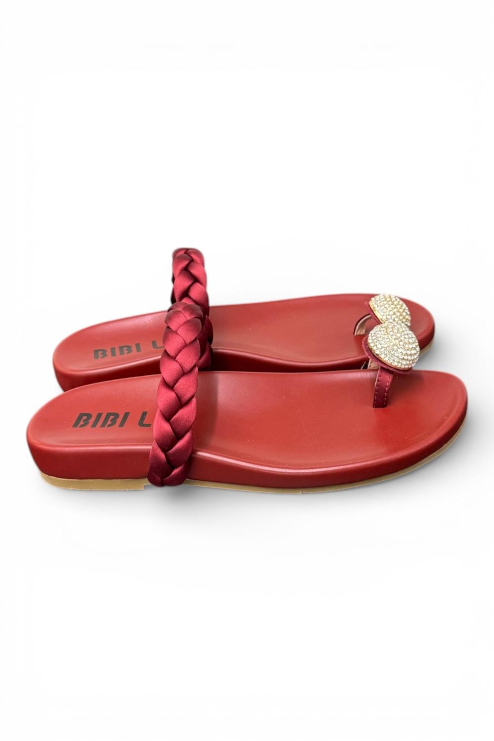 Ciabatta infradito anello strass burgundy Bibi Lou 