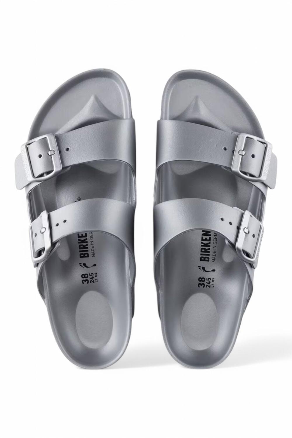 Ciabatta Arizona gomma metallic silver uomo Birkenstock 1003490<BR/> <BR/> 