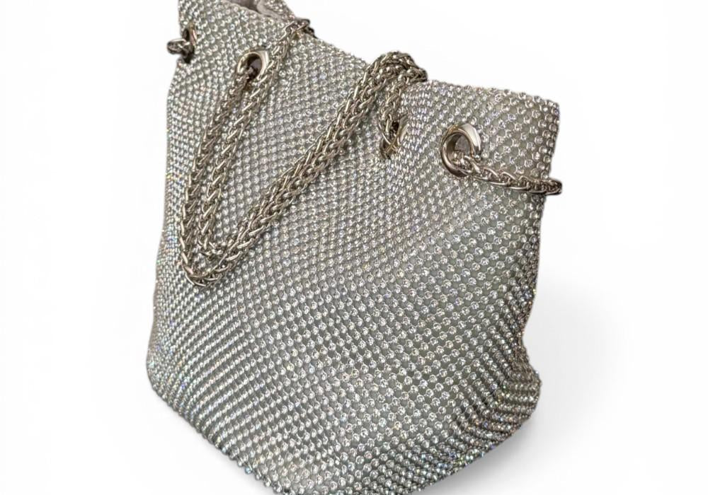 Pochette secchiello strass Scarlet argento 