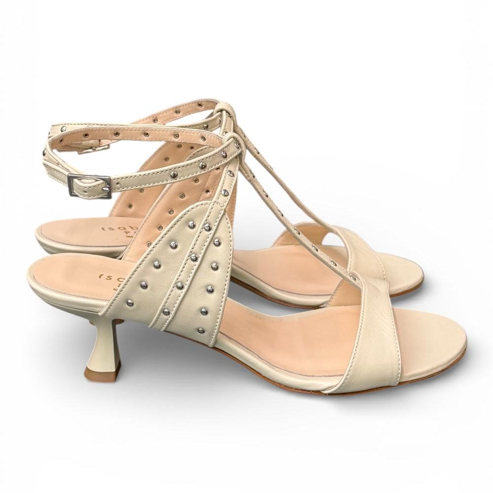Sandalo cintino T borchie pelle latte Isabelle Paris 