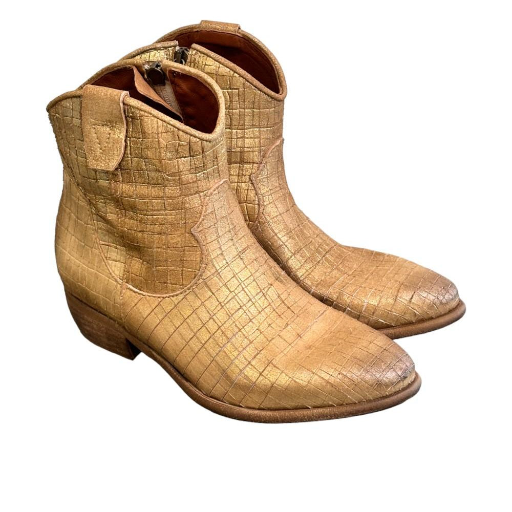 Stivaletto texano intagliato oro Zoe 