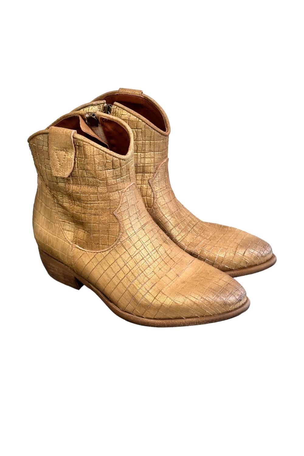 Stivaletto texano intagliato oro Zoe 