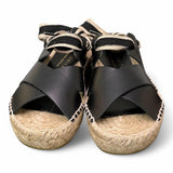 Sandalo con incrocio in pelle nera Palomitas<BR/> 