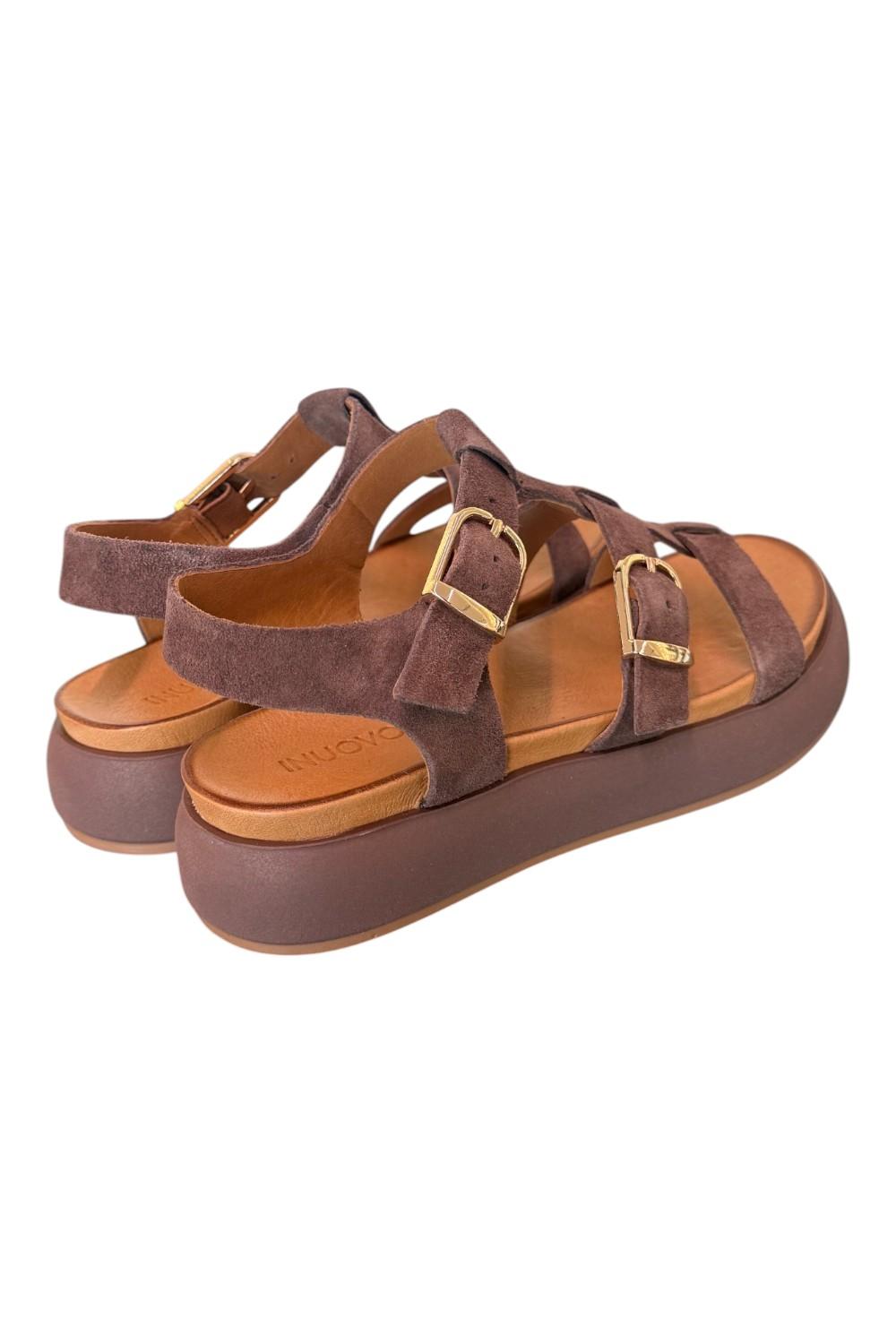 Sandalo gabbia suede moro Z40 Inuovo<BR/> 
