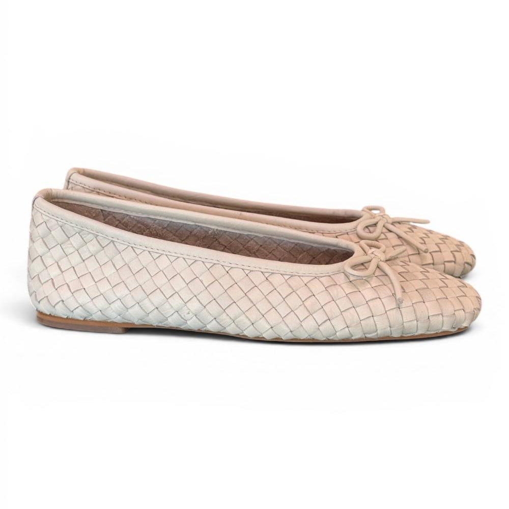 Ballerina intrecciata in pelle latte Inuovo<BR/> 