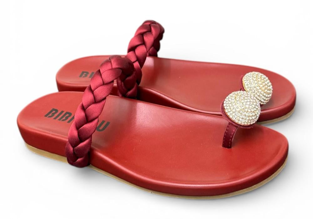 Ciabatta infradito anello strass burgundy Bibi Lou 