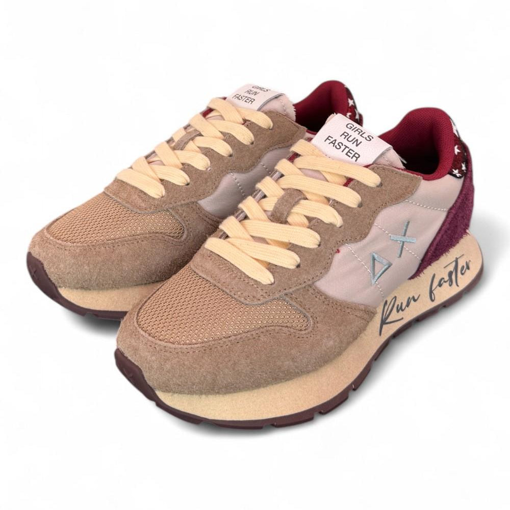 Sneaker donna Sun68 Ally vintage beige bordeaux 