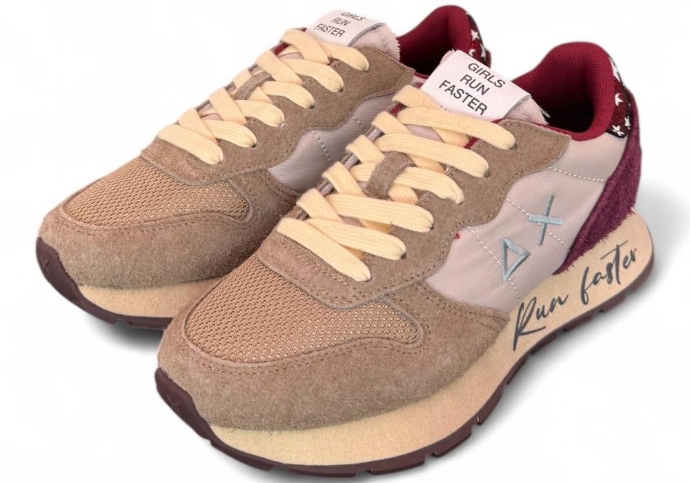 Sneaker donna Sun68 Ally vintage beige bordeaux 