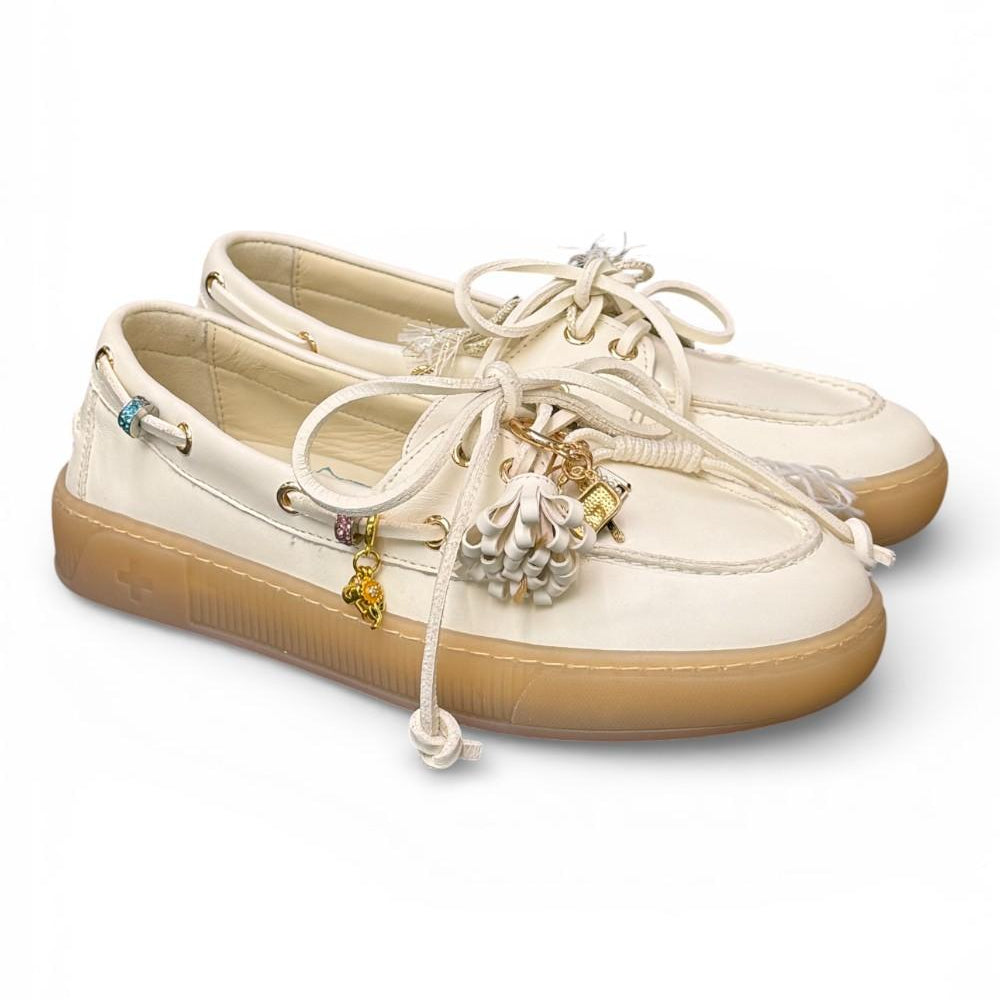 Scarpa barca nappa latte Gioplus 