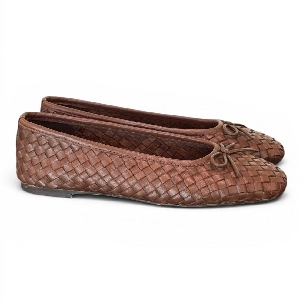 Ballerina intrecciata in pelle testa di moro Inuovo<BR/> 