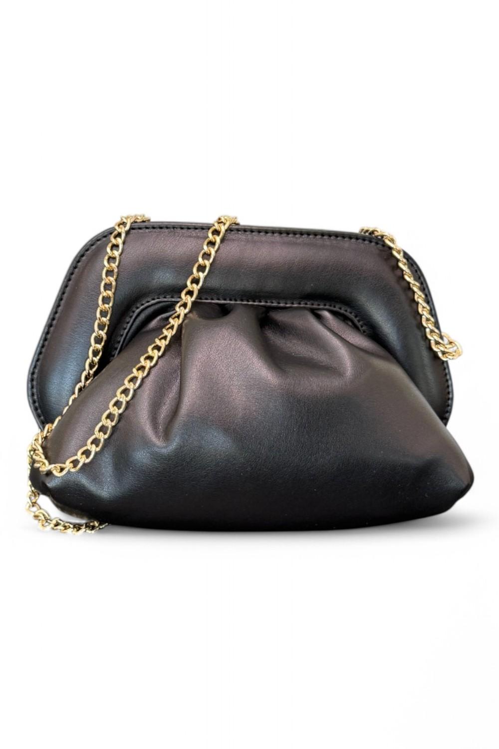 Pochette chiusura scatto ecopelle black 