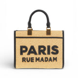 Shopping Iconique Tote mini Straw  beige black rafia Rue Madam 