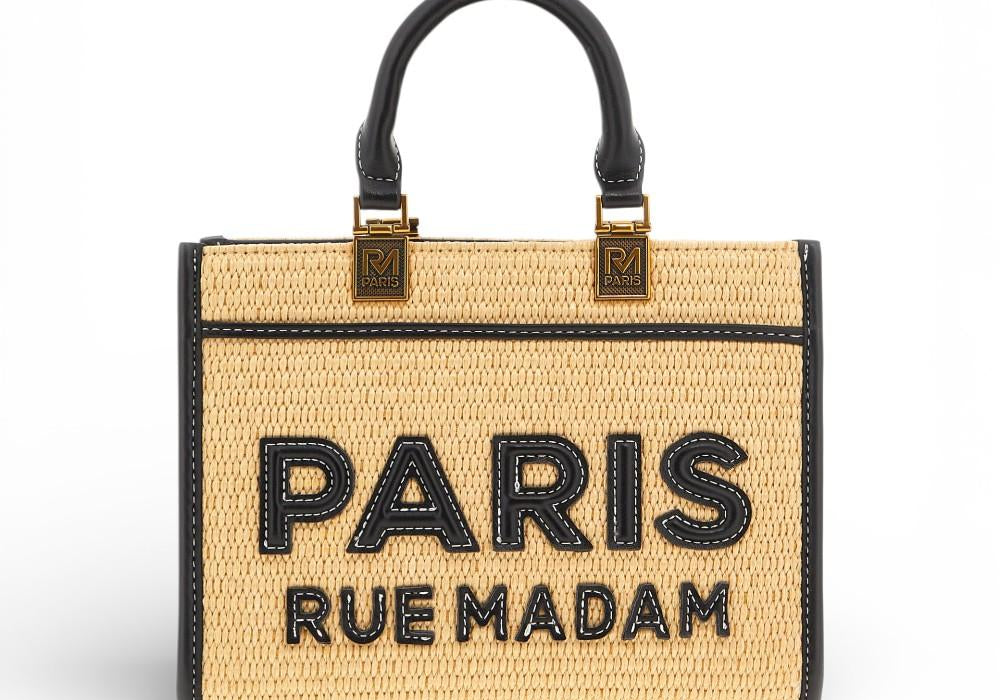 Shopping Iconique Tote mini Straw  beige black rafia Rue Madam 