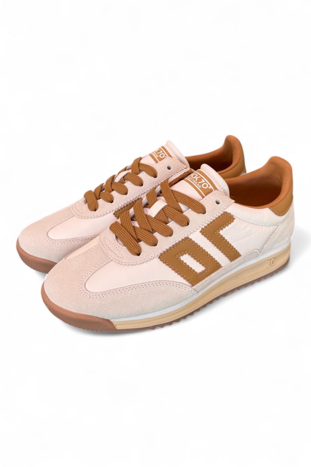 Sneaker donna Back70 Jogger nappa latte cuoio 
