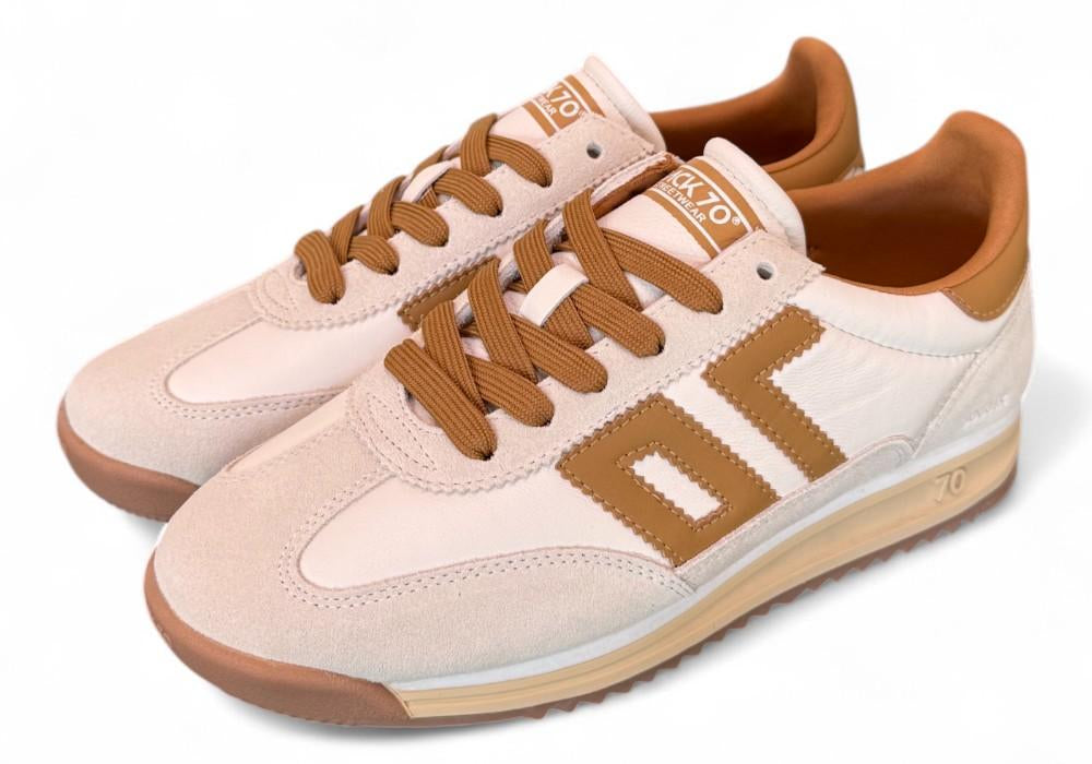 Sneaker donna Back70 Jogger nappa latte cuoio 