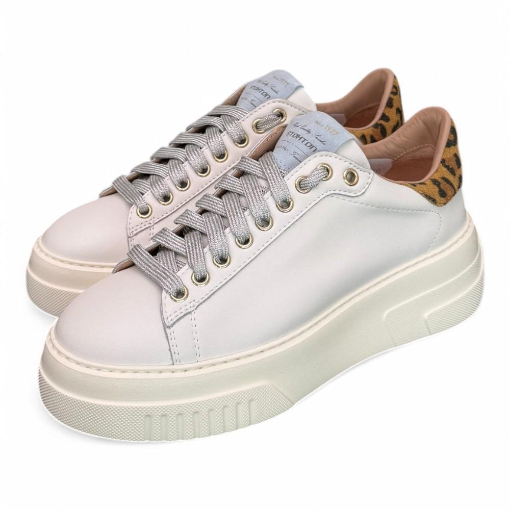 Sneaker donna Stokton pelle bianca platform 