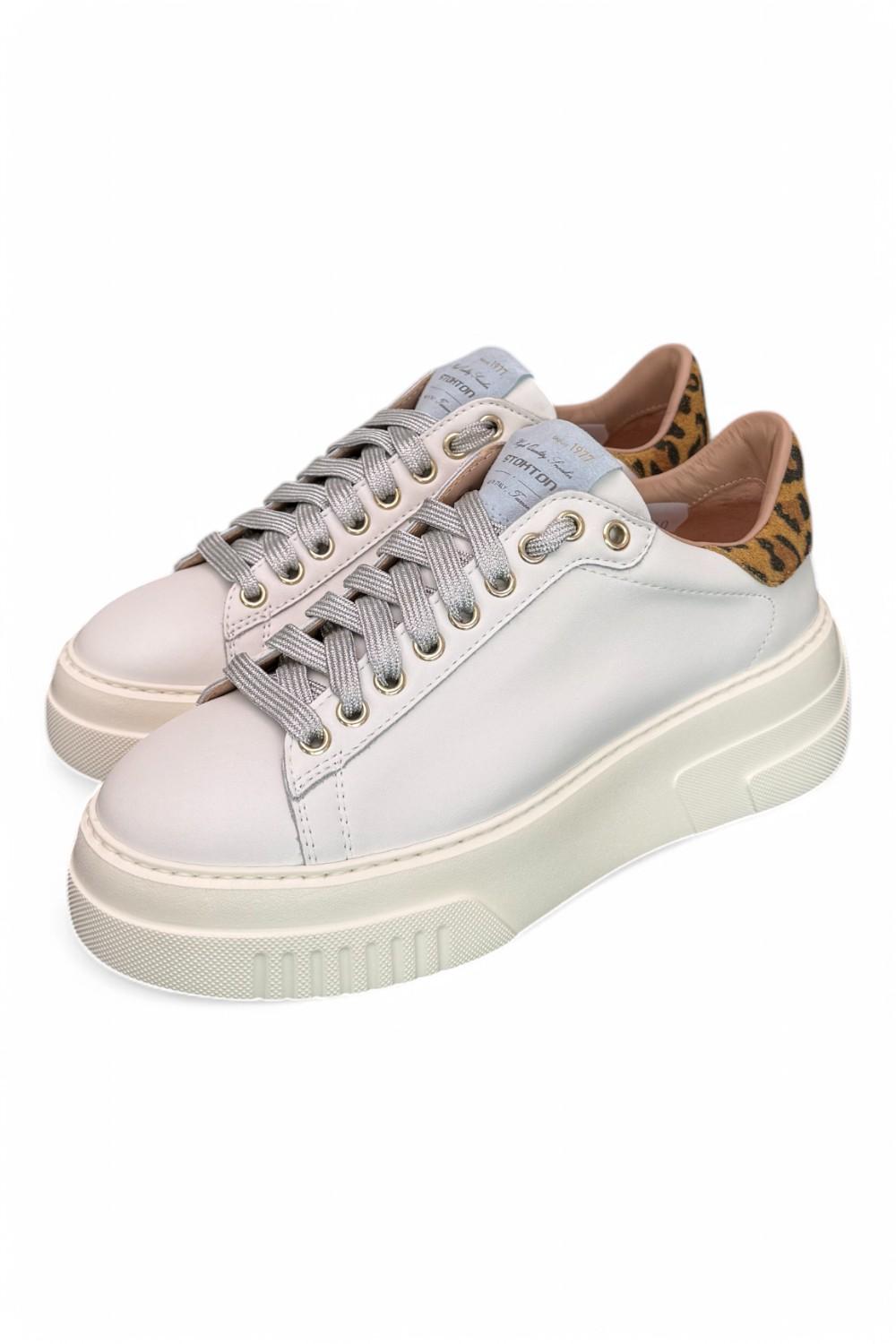 Sneaker donna Stokton pelle bianca platform 