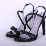 Sandalo plateau strass nero tacco 10 Albano<BR/> 