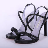 Sandalo plateau strass nero tacco 10 Albano<BR/> 
