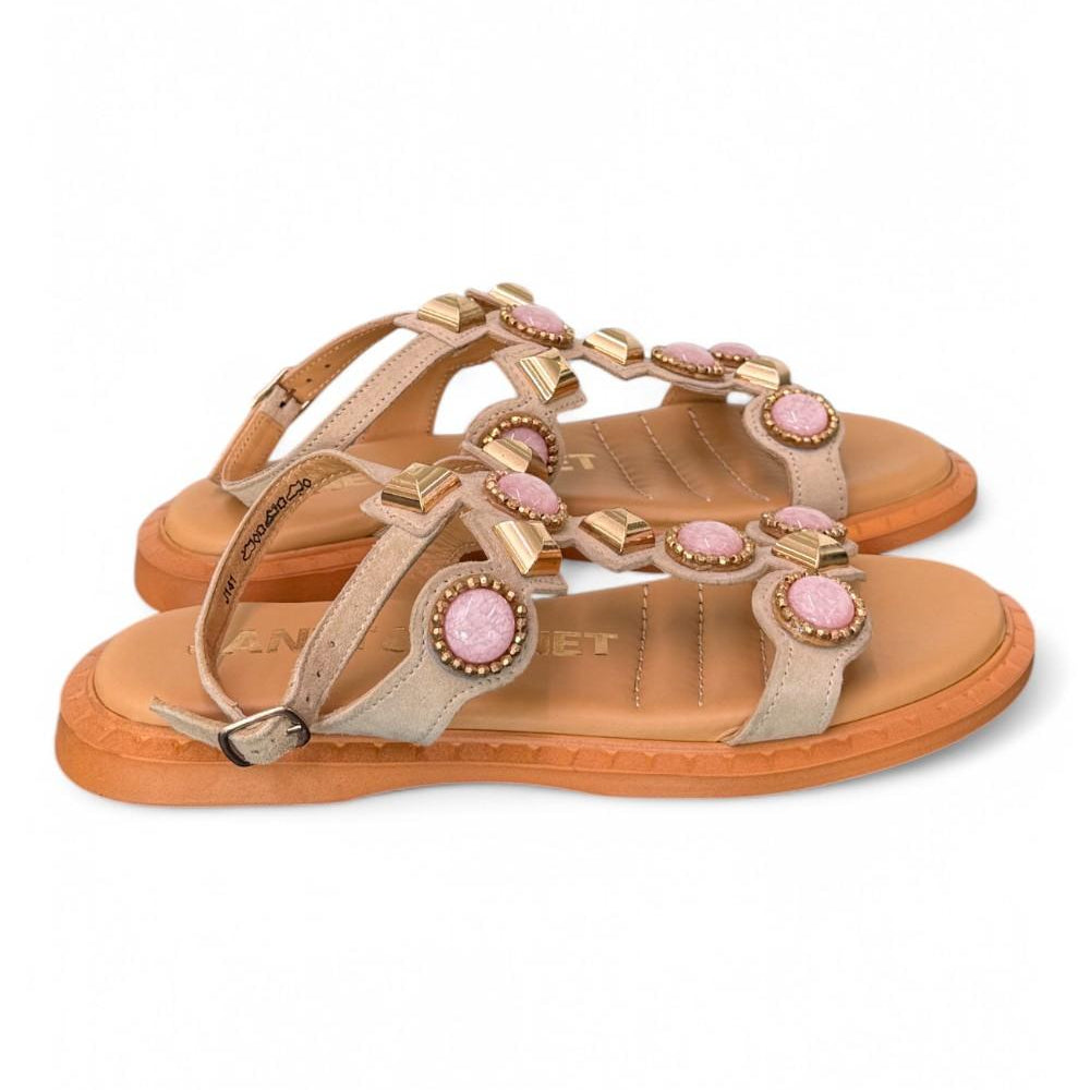 Sandalo suede beige gioielli Janet & Janet 