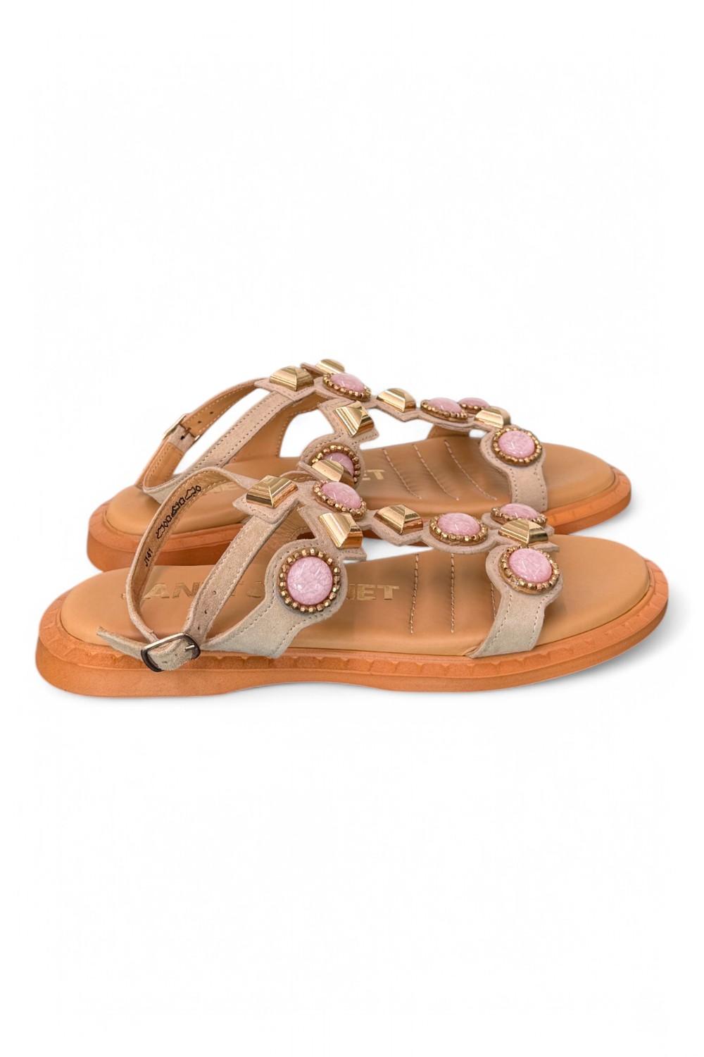 Sandalo suede beige gioielli Janet & Janet 