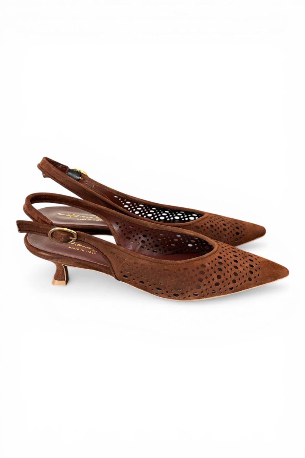 Slingback suede laserato choco Bianca Di 