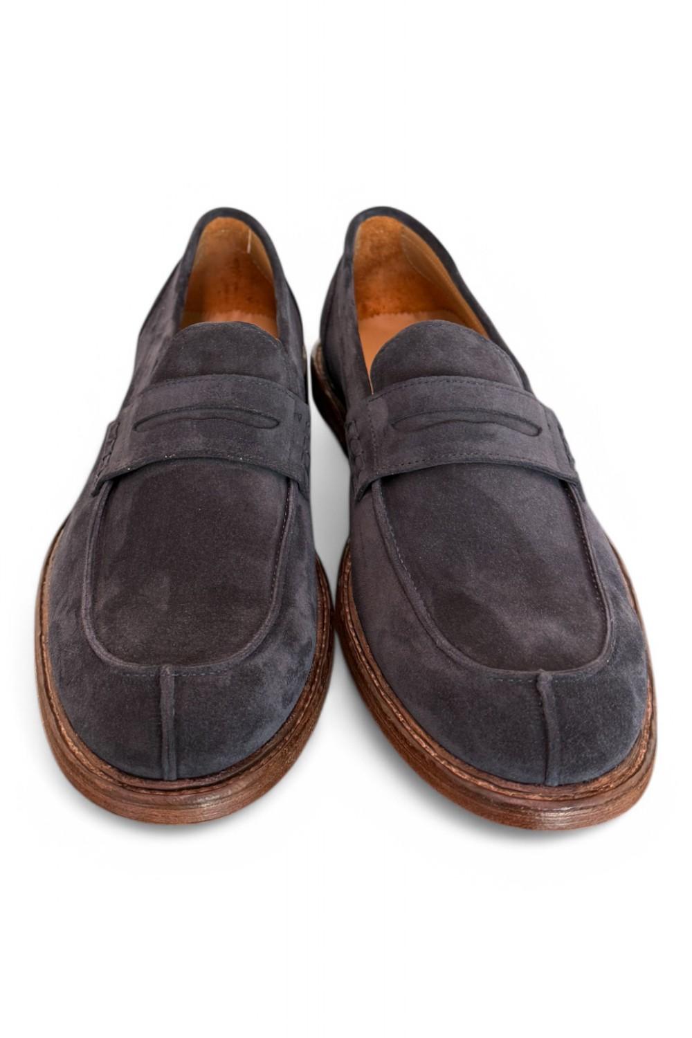 Mocassino suede blu Franco Fedele<BR/> 