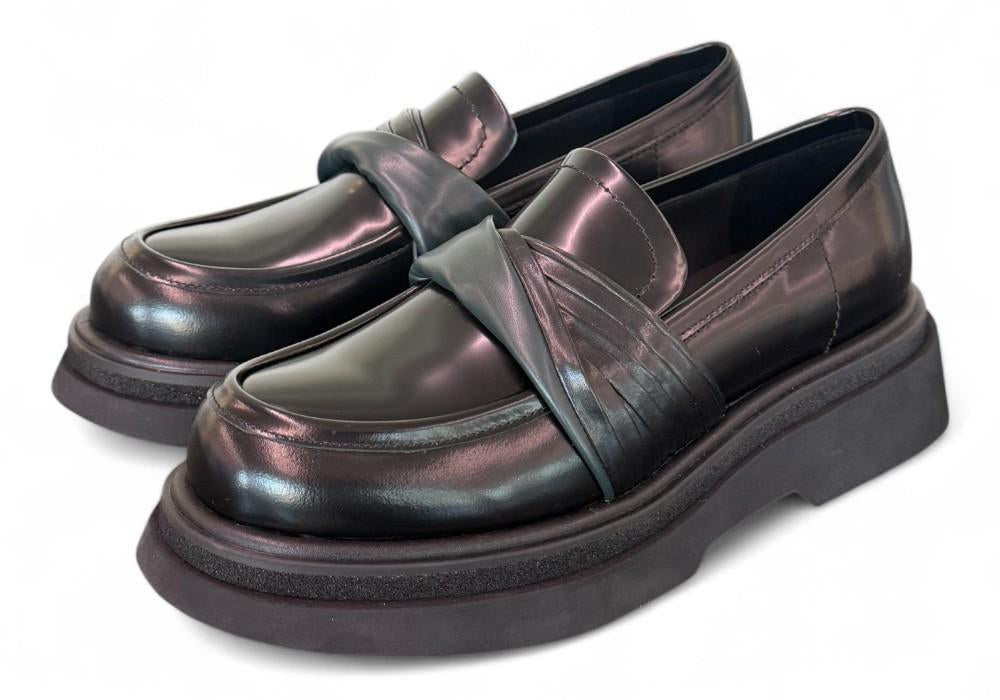 Scarpa mocassino spazzolato nero verde Bruno Premi 