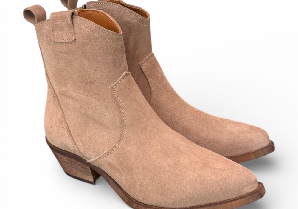 Stivaletto texano corto suede beige Ranye<BR/> 