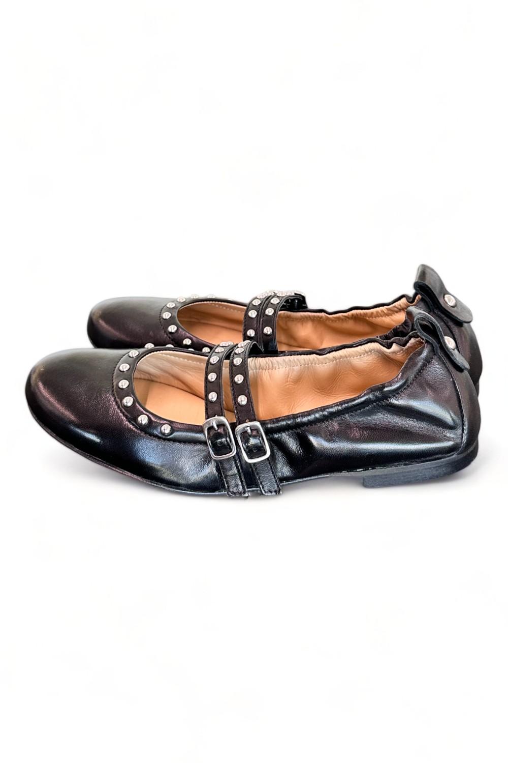 Ballerina cintini pelle nera Dei Colli<BR/> 