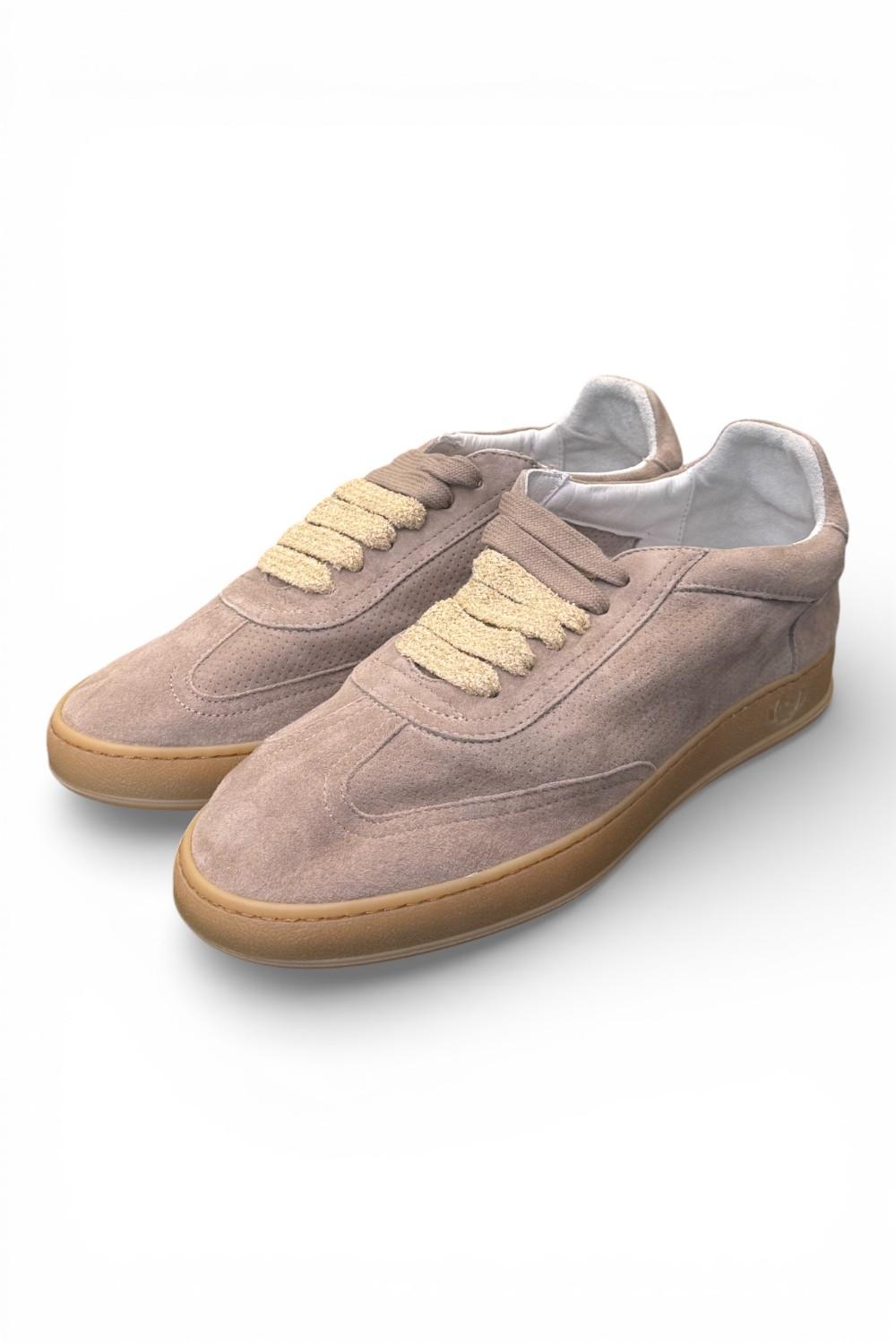 Sneaker uomo Soldini 80 Akira suede forato beige tortora 