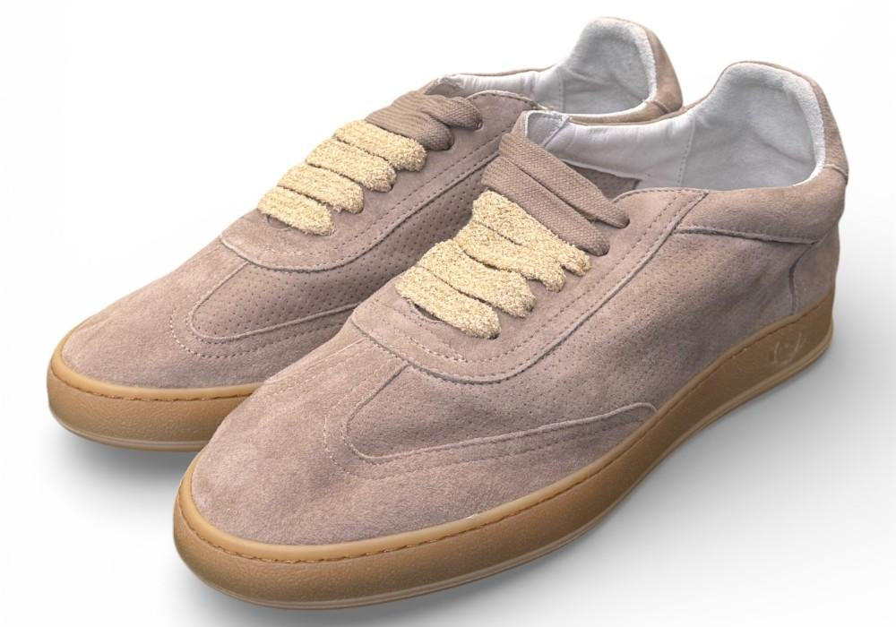 Sneaker uomo Soldini 80 Akira suede forato beige tortora 