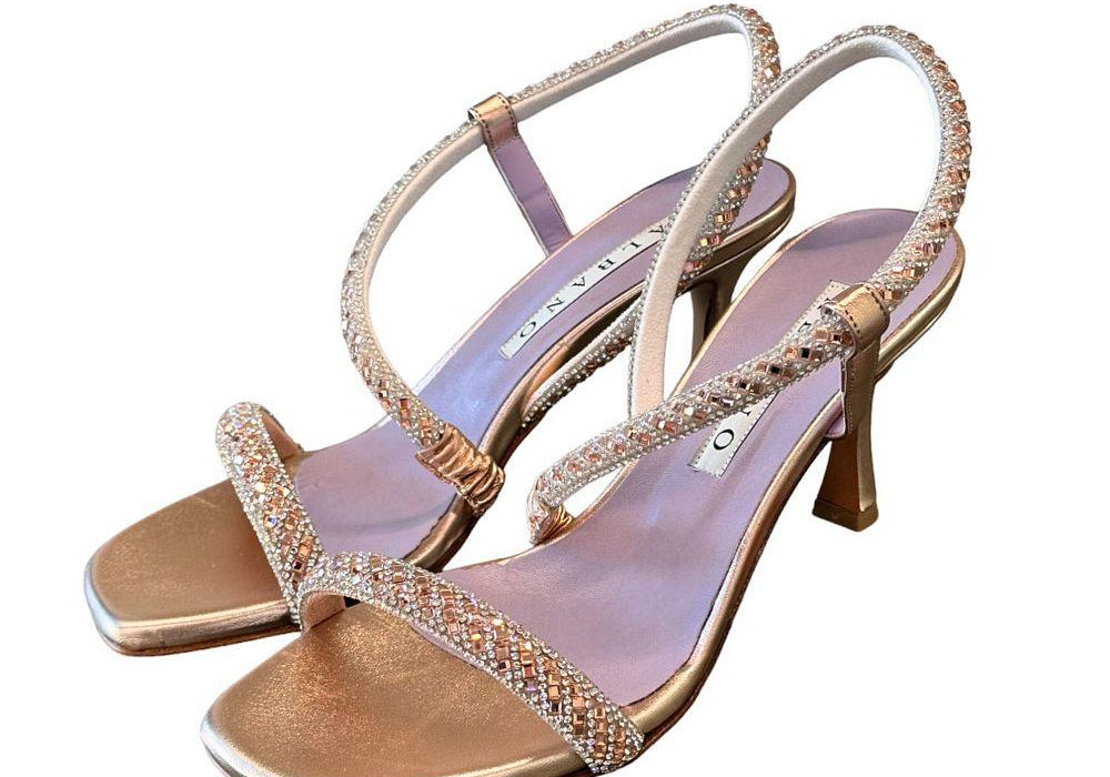 Sandalo strass trasversale rame Albano 