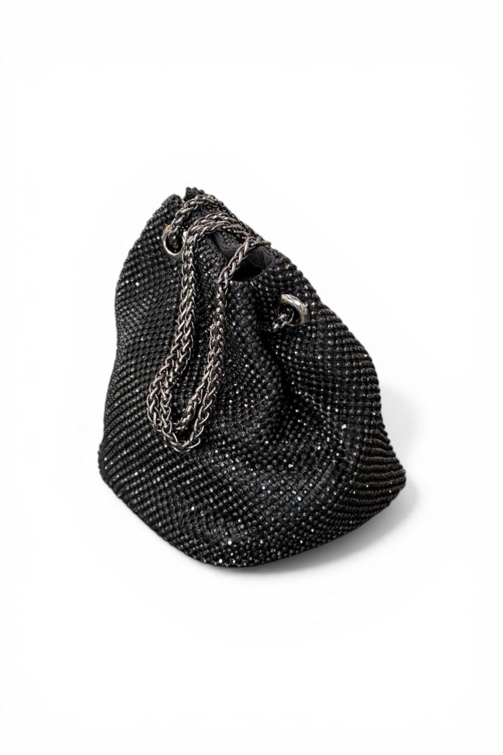 Pochette secchiello strass Scarlet nero 