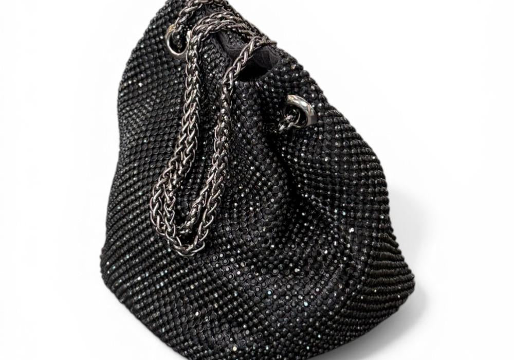 Pochette secchiello strass Scarlet nero 