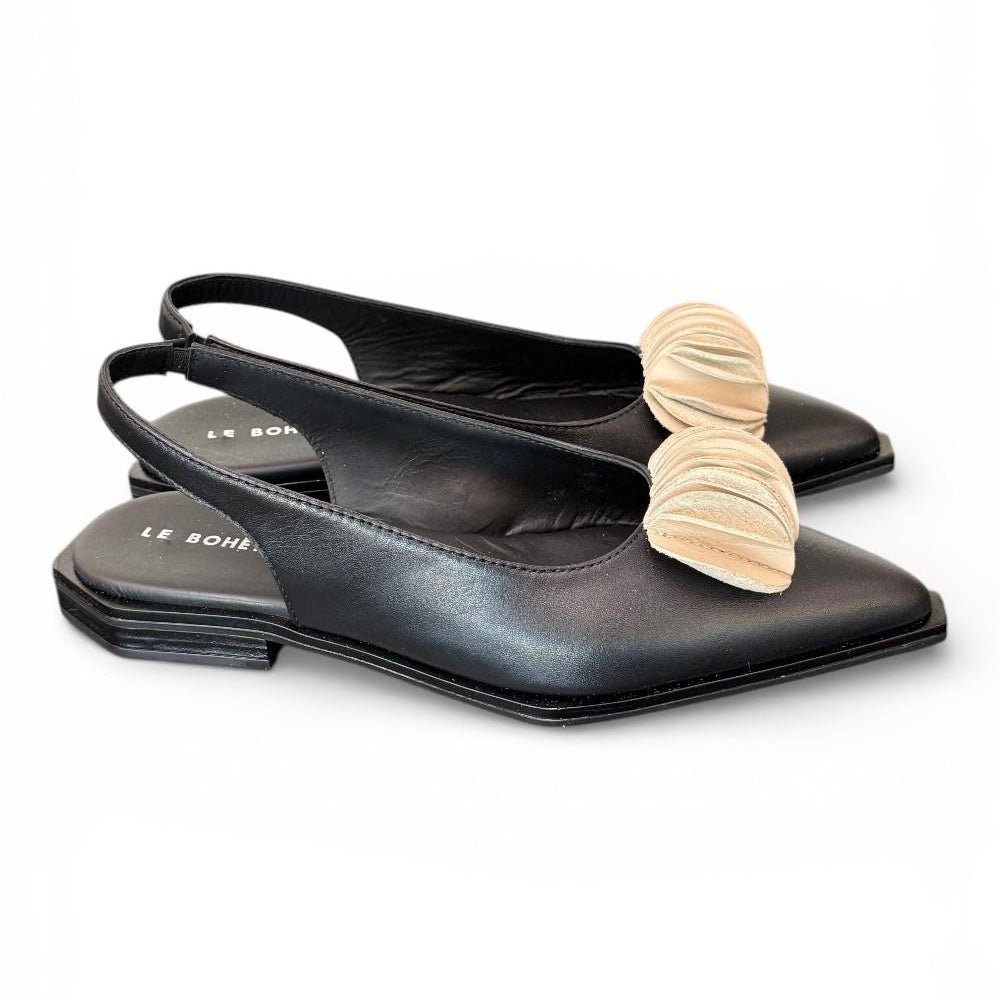 Slingback pelle nera bianca Le Bohemien 