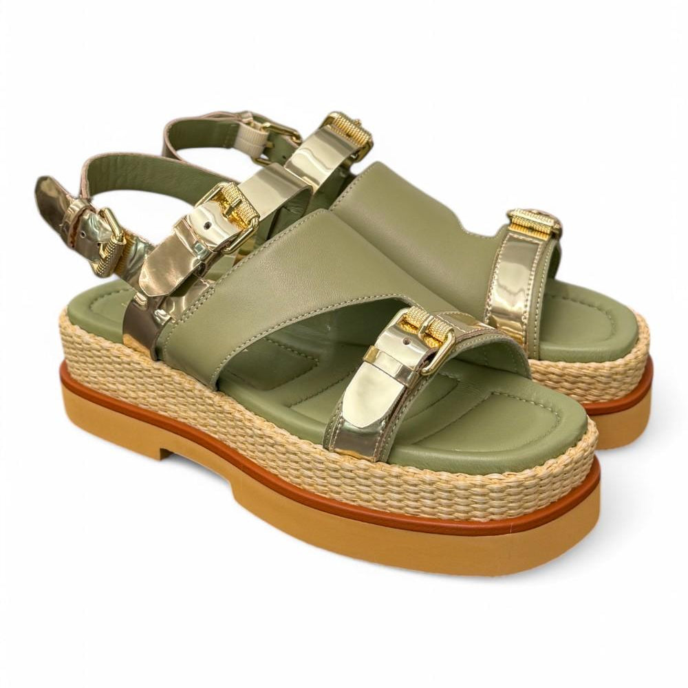 Sandalo asimmetrico kaki Z50 Zanon<BR/> 