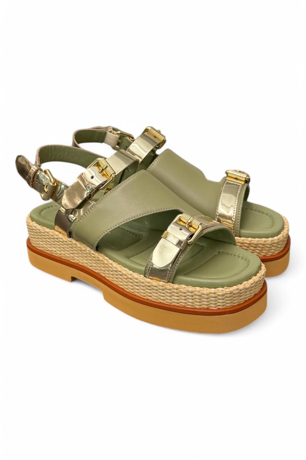 Sandalo asimmetrico kaki Z50 Zanon<BR/> 