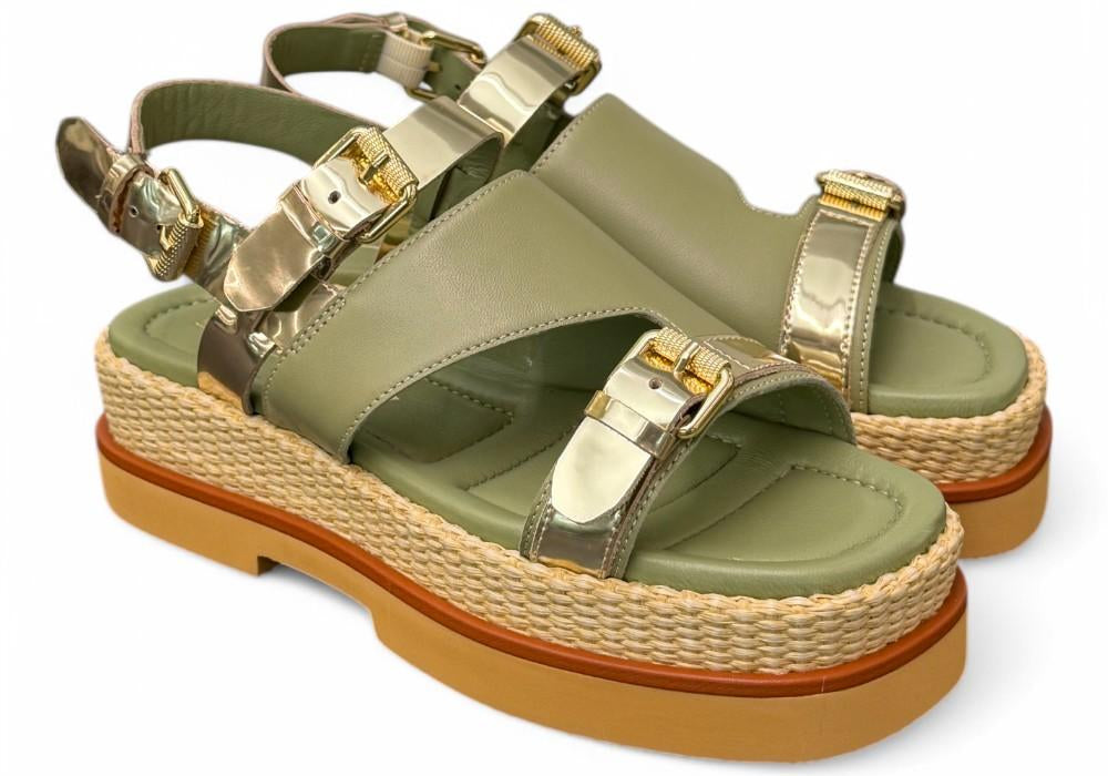 Sandalo asimmetrico kaki Z50 Zanon<BR/> 